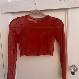 RED MESH LONG SLEEVE WORN ONCE